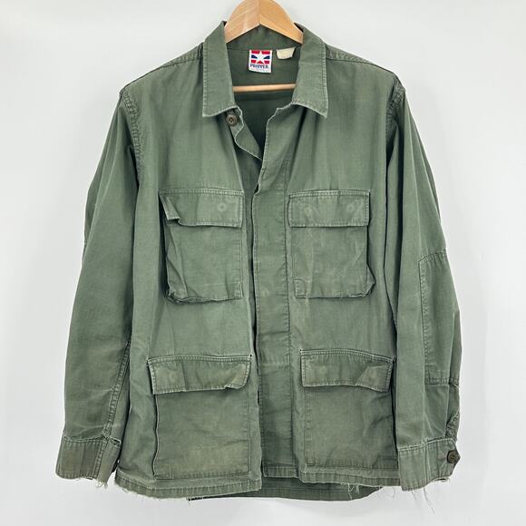Vintage 60’s Propper Military Combat Coat Men’s Distressed Field Jacket Olive L - Picture 1 of 12